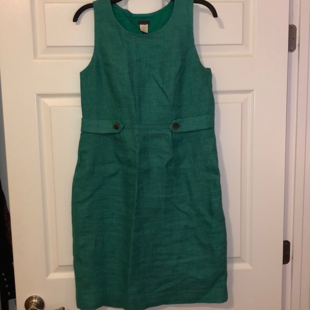 j Crew green linen dress
